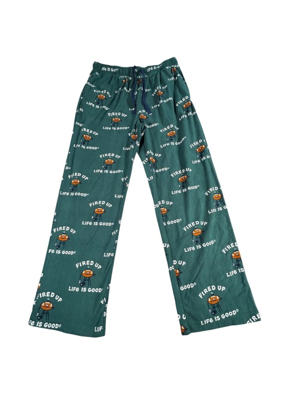 Life Is Good Lounge Pants Sz XL FIRED UP Green Fleece BBQ Cozy Lounge Sleepwear